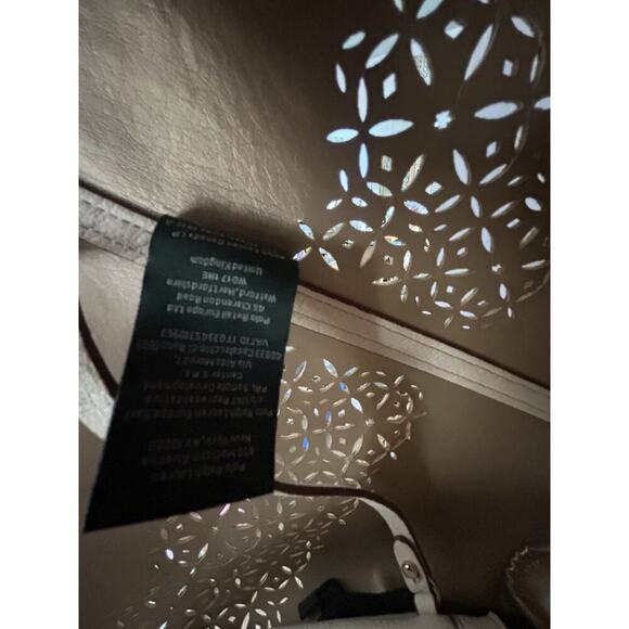 Ralph Lauren Laser Cut Perforated Chantilly Classic Tote Bag & Clutch Ivory Read - Picture 11 of 16